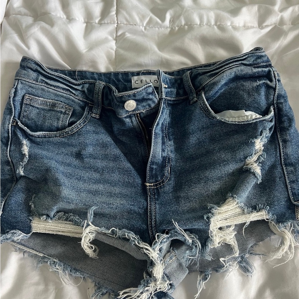 Cello Women's Ripped Jean Shorts - Dark Blue